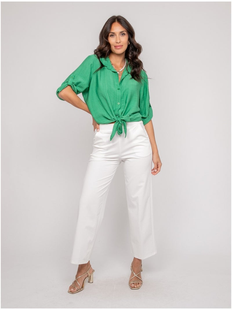 Chemise manches courtes nouée OVELIE Vert - Kiabi