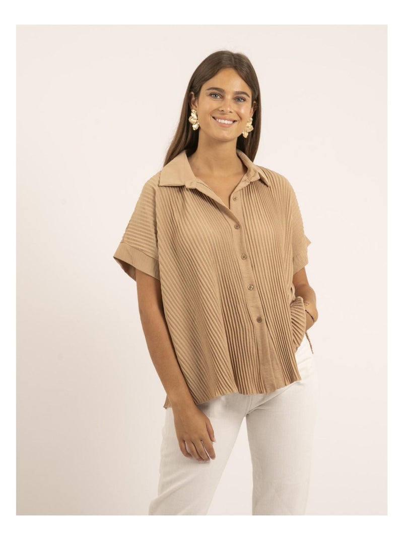 Chemise manches courtes OKAPI Marron caramel - Kiabi