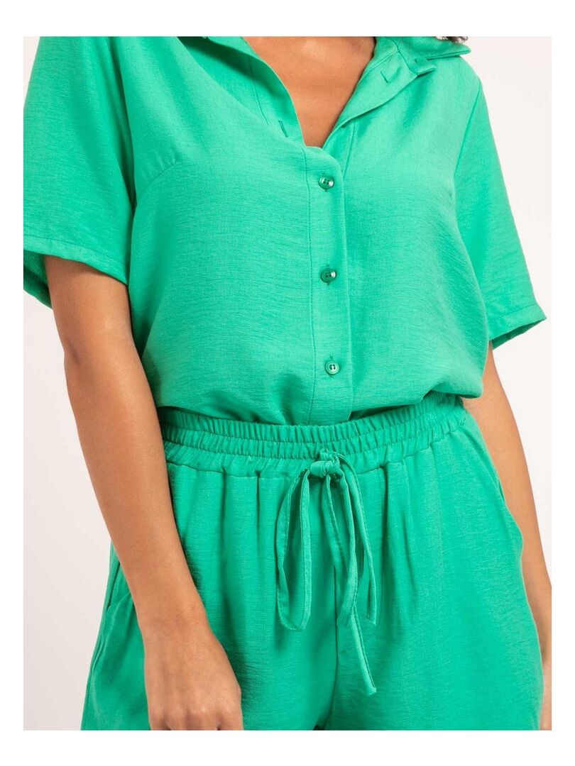 Chemise Femme L.L.Bean Manches Courtes, Boutonnée, Ventilée, Vert Aqua, Taille S