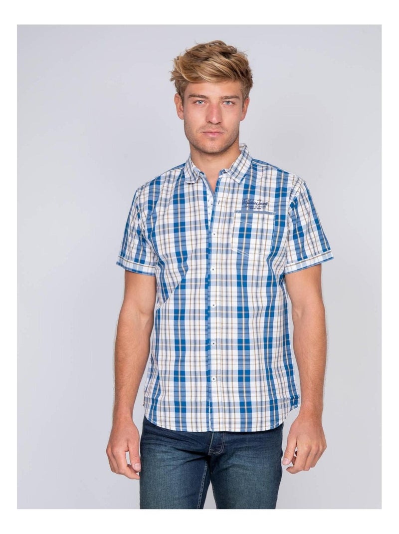 Chemise manches courtes pur coton DALDIVE Bleu - Kiabi