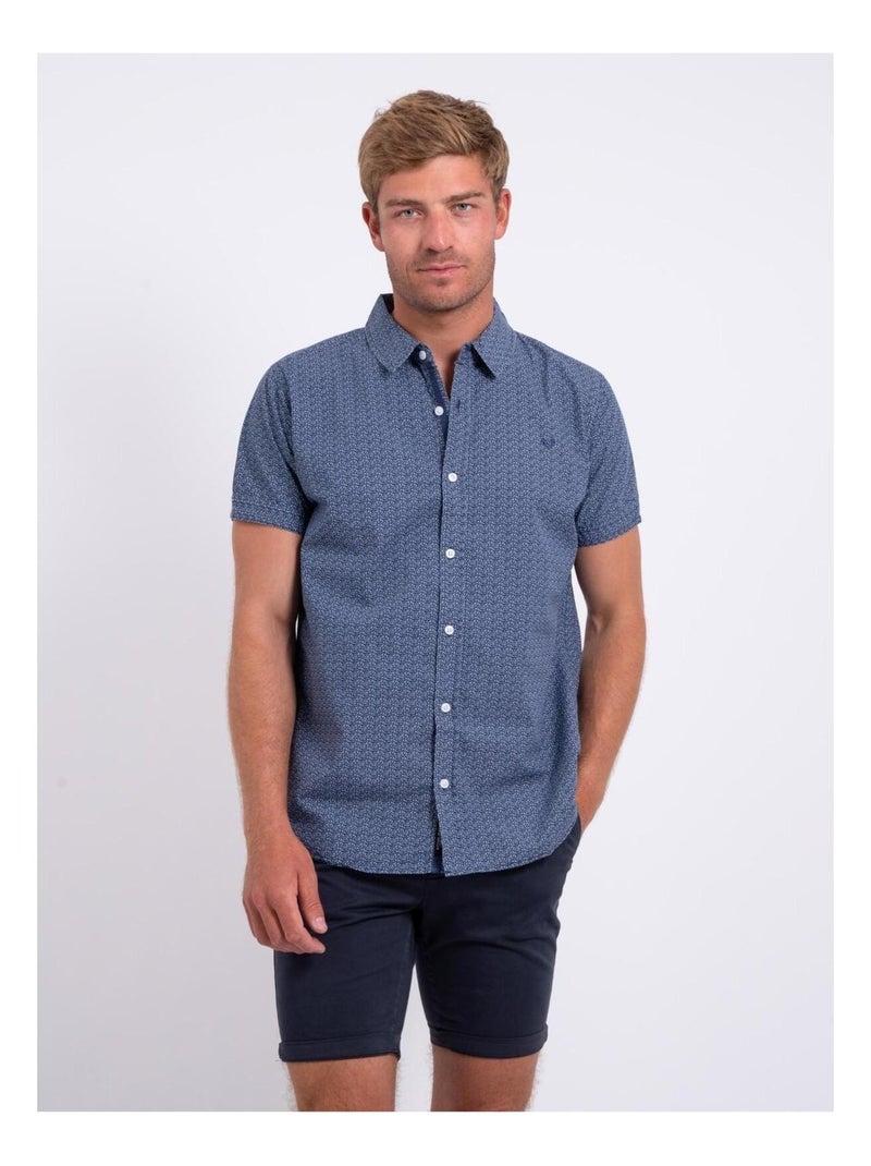 Chemise manches courtes pur coton DARISTOL Bleu marine - Kiabi