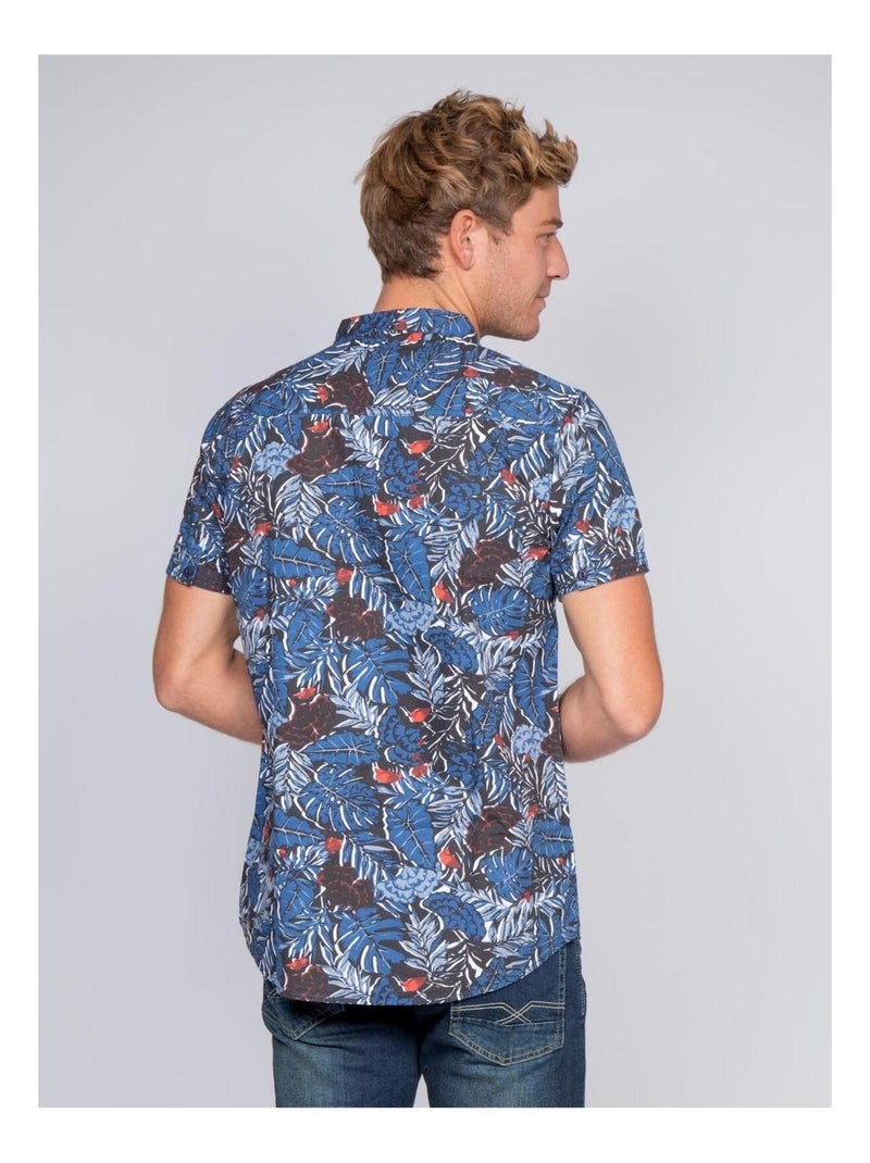 Chemise manches courtes pur coton DINO Bleu marine - Kiabi