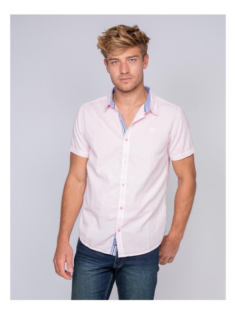 Chemise manches courtes pur coton DROUX Rose - Kiabi