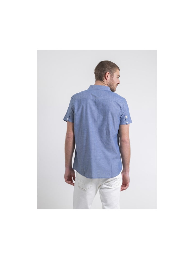 Chemise manches courtes pur coton motifs DAKARY Bleu marine - Kiabi