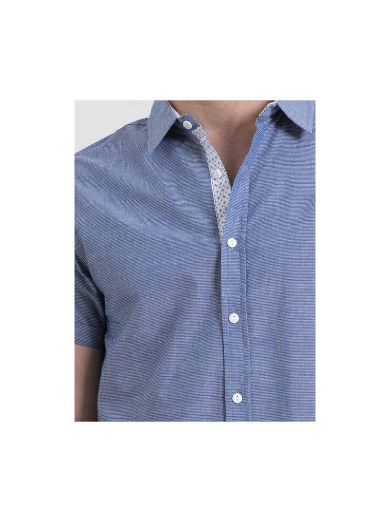 Chemise manches courtes pur coton motifs DAKARY Bleu marine - Kiabi