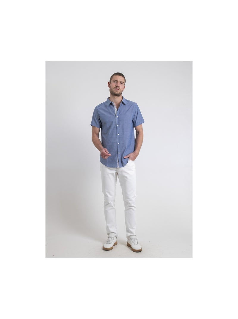 Chemise manches courtes pur coton motifs DAKARY Bleu marine - Kiabi