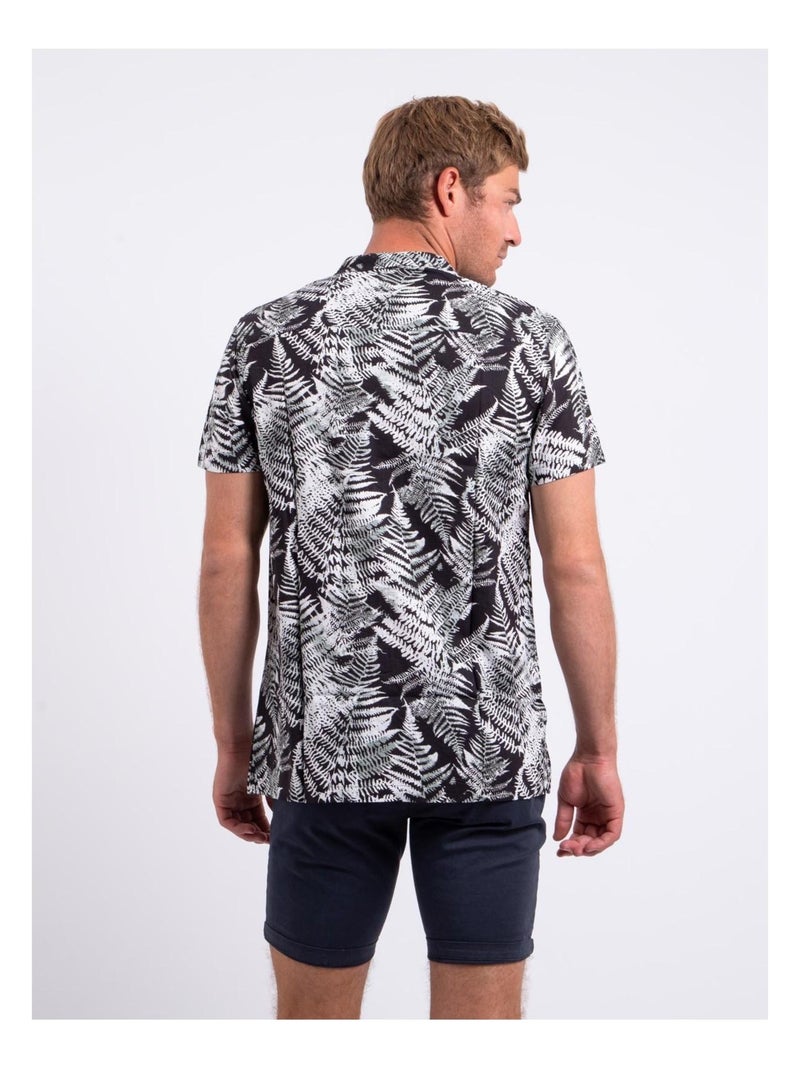 Chemise manches courtes pur coton motifs DIRAMIRO Noir - Kiabi
