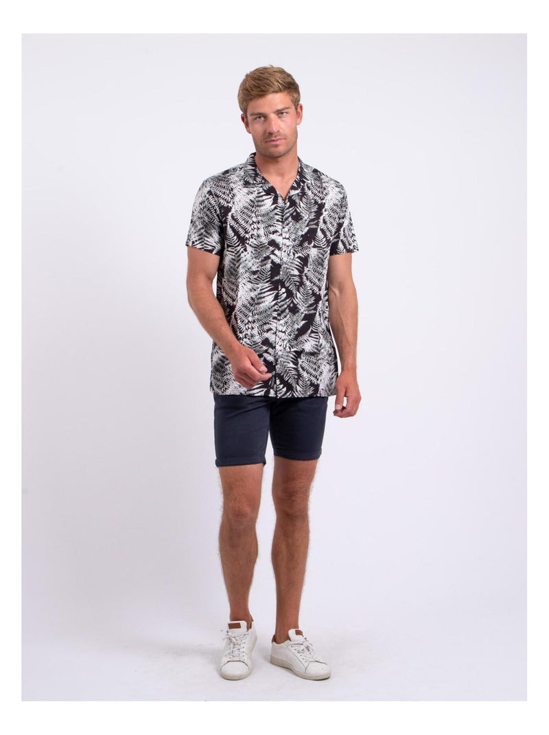 Chemise manches courtes pur coton motifs DIRAMIRO Noir - Kiabi