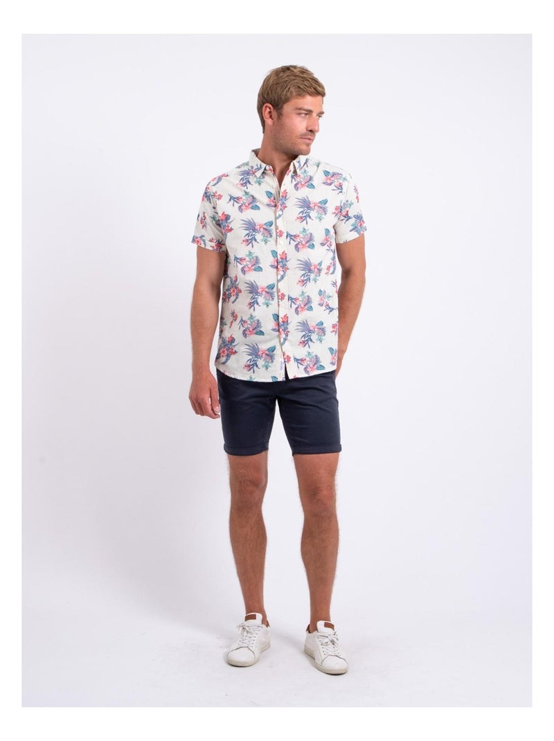 Chemise manches courtes pur coton motifs DORIDA Blanc - Kiabi