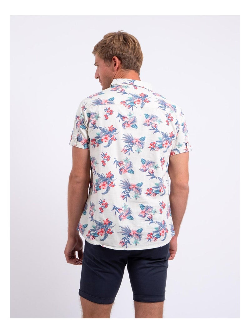 Chemise manches courtes pur coton motifs DORIDA Blanc - Kiabi