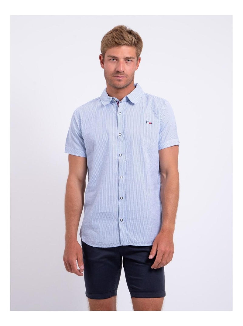 Chemise manches courtes pur coton motifs DOXIMO Bleu - Kiabi