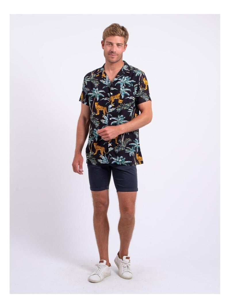 Chemise manches courtes pure viscose motifs doubakar Noir - Kiabi