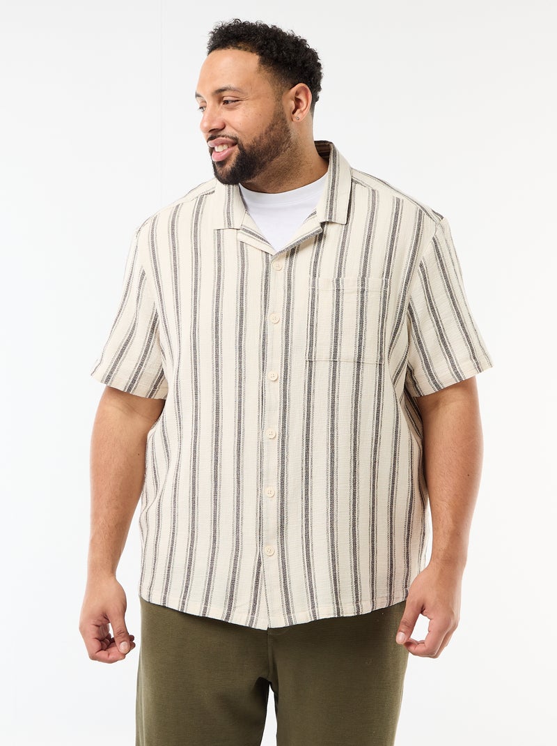 Chemise manches courtes rayée Blanc - Kiabi