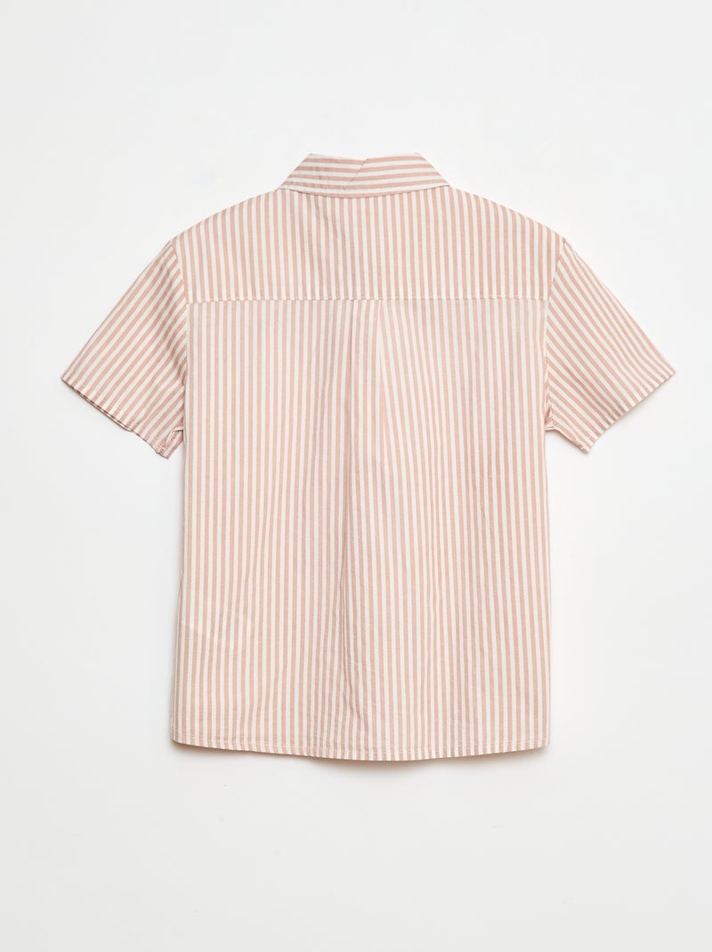 Chemise manches courtes rayée Marron - Kiabi