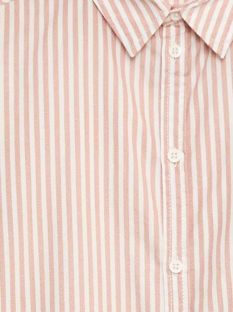 Chemise manches courtes rayée Marron - Kiabi