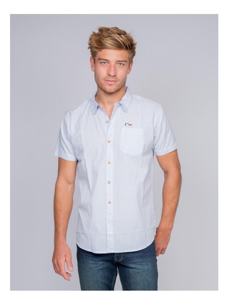 Chemise manches courtes rayures DIGOR Bleu ciel - Kiabi