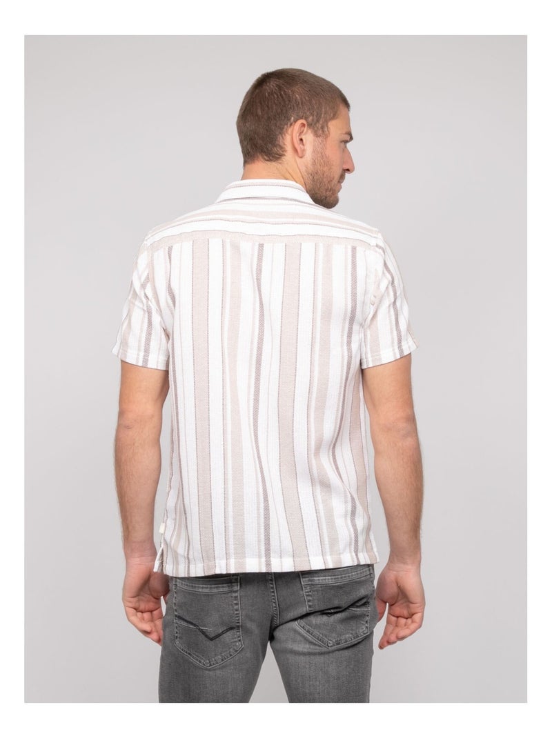 Chemise manches courtes rayures DOUPARICO Beige - Kiabi