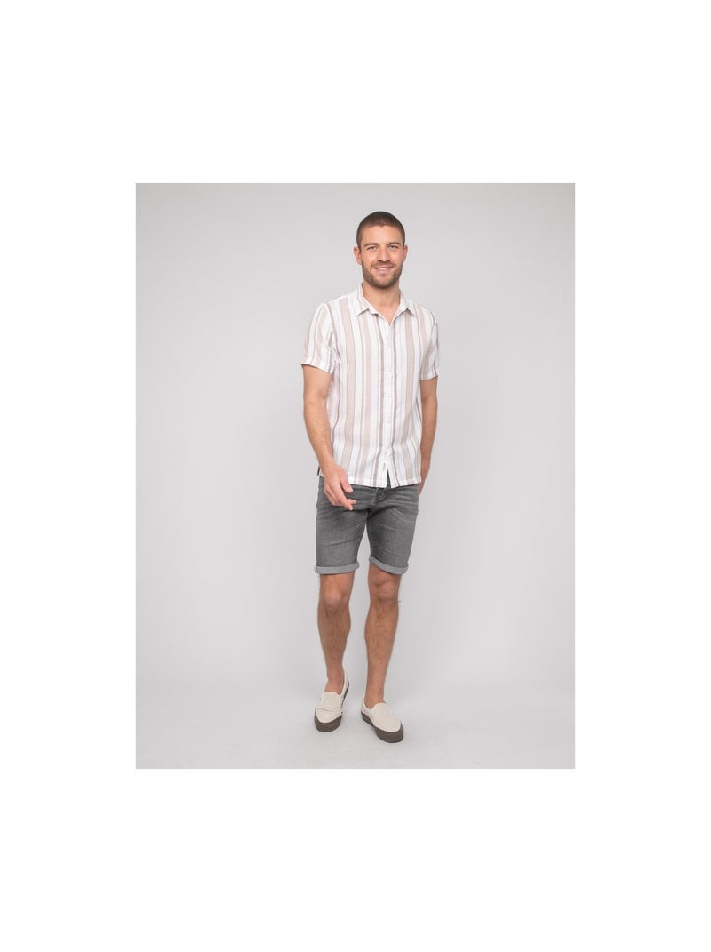 Chemise manches courtes rayures DOUPARICO Beige - Kiabi