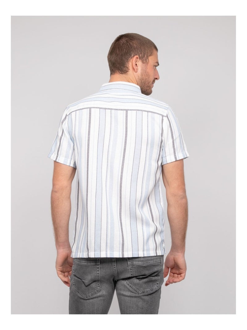 Chemise manches courtes rayures DOUPARICO Bleu ciel - Kiabi