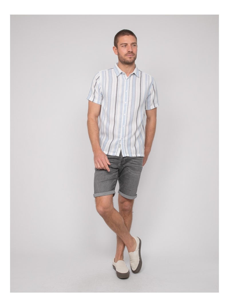 Chemise manches courtes rayures DOUPARICO Bleu ciel - Kiabi