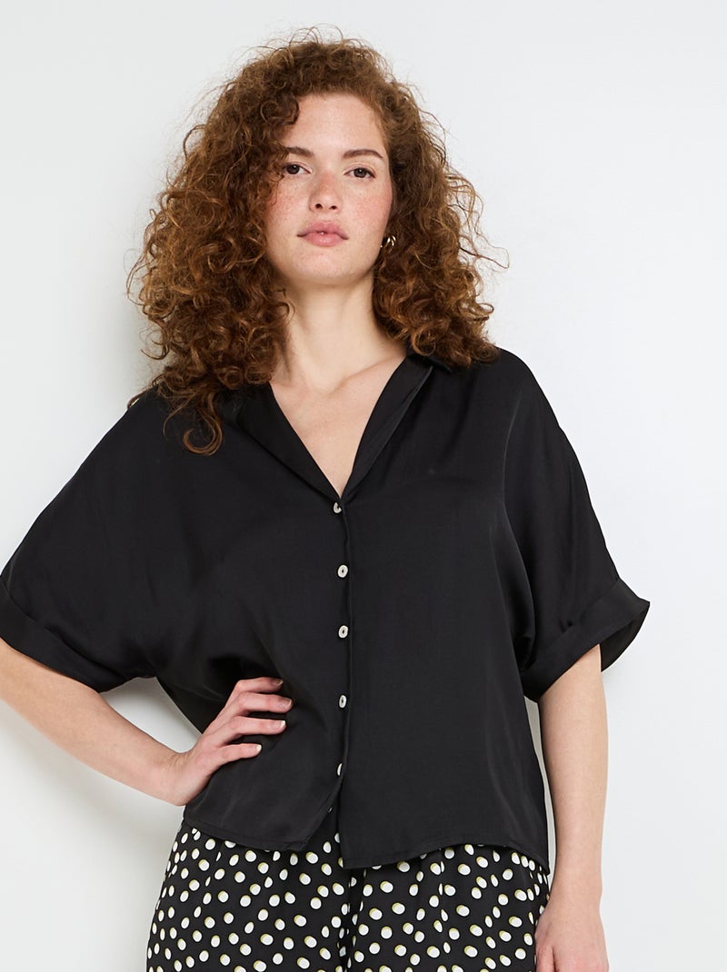 Chemise manches courtes satin Hally - RougeGorge Lingerie Noir - Kiabi