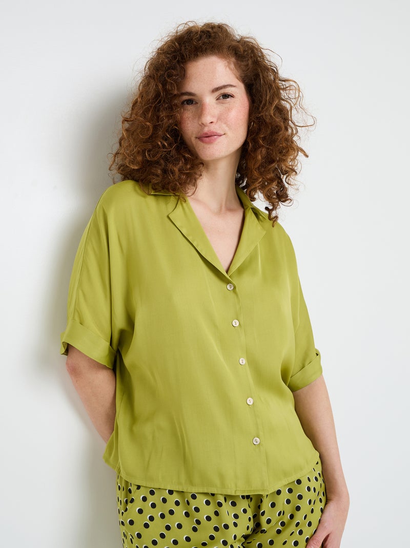 Chemise manches courtes satin Hally - RougeGorge Lingerie Vert - Kiabi