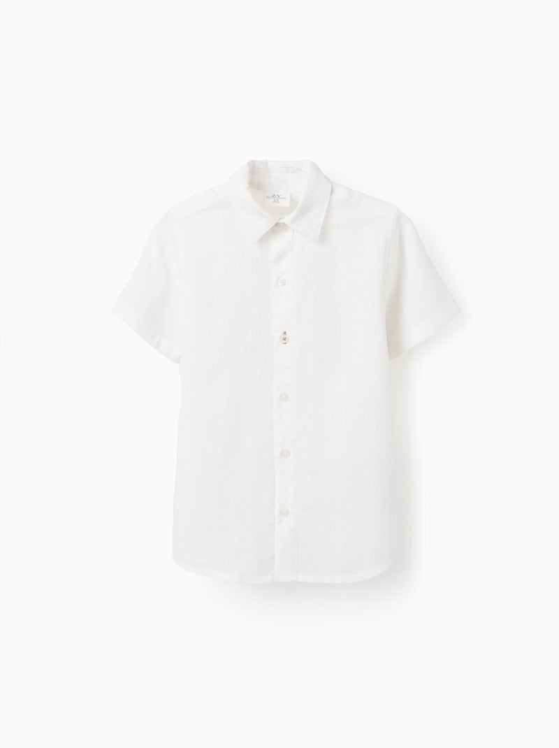 Chemise Manches Courtes Texturée Brothers & Sisters Blanc - Kiabi