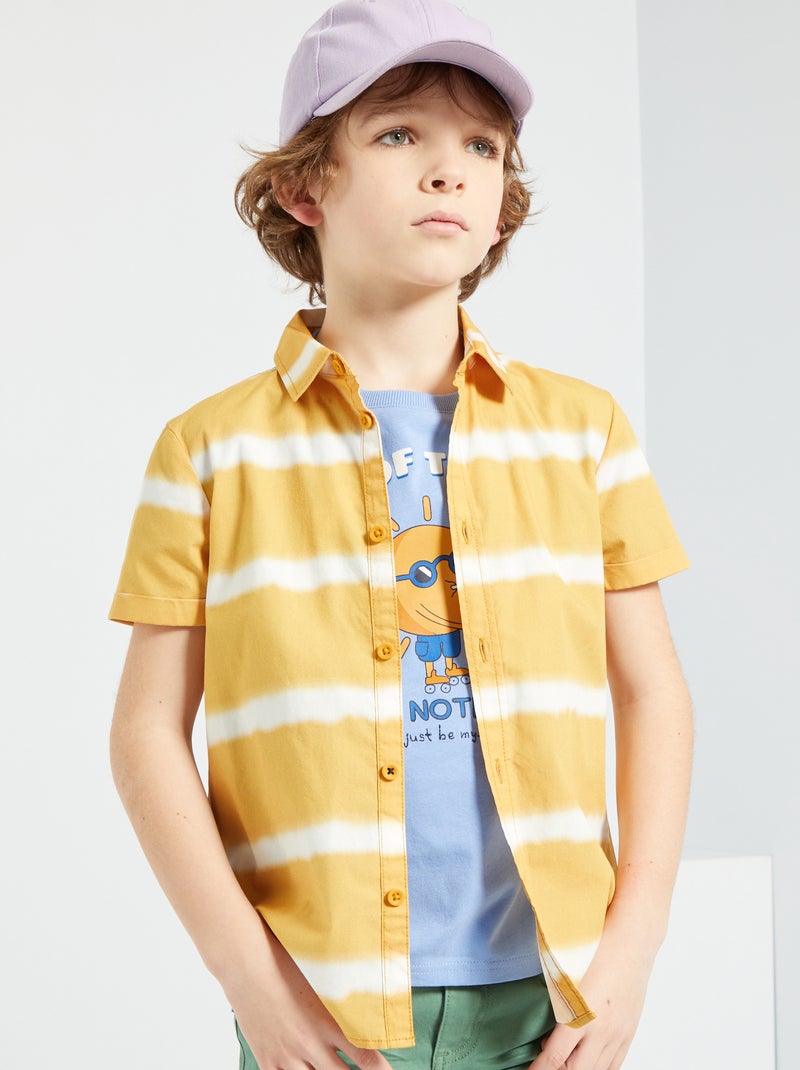 Chemise manches courtes 'tie-and-dye' jaune - Kiabi