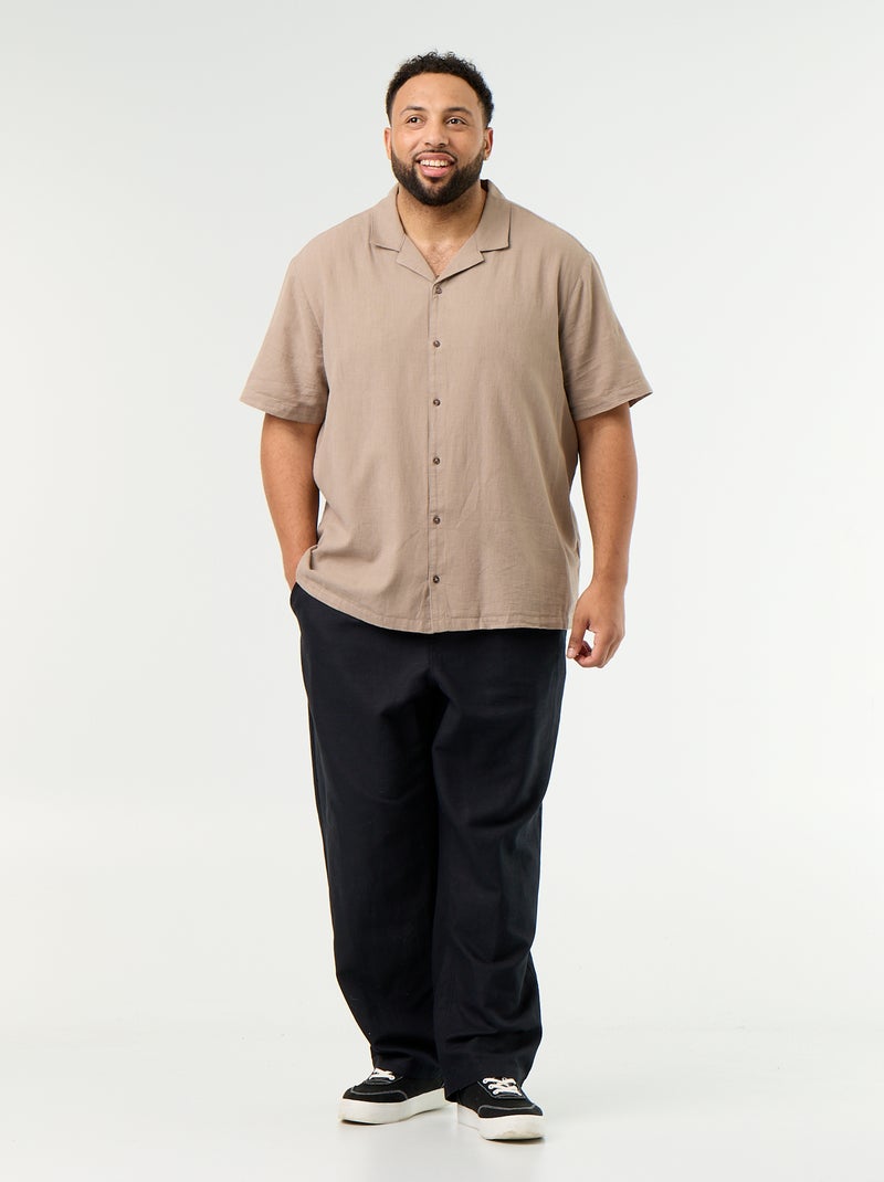 Chemise manches courtes unie Beige - Kiabi