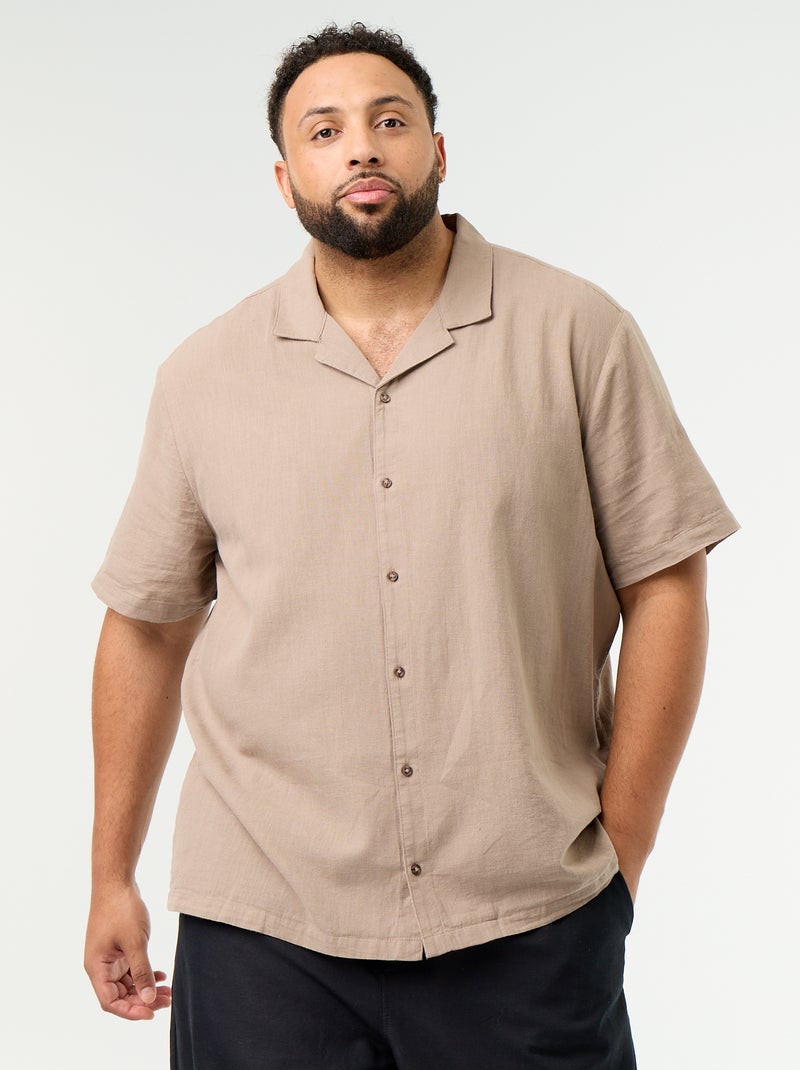 Chemise manches courtes unie Beige - Kiabi