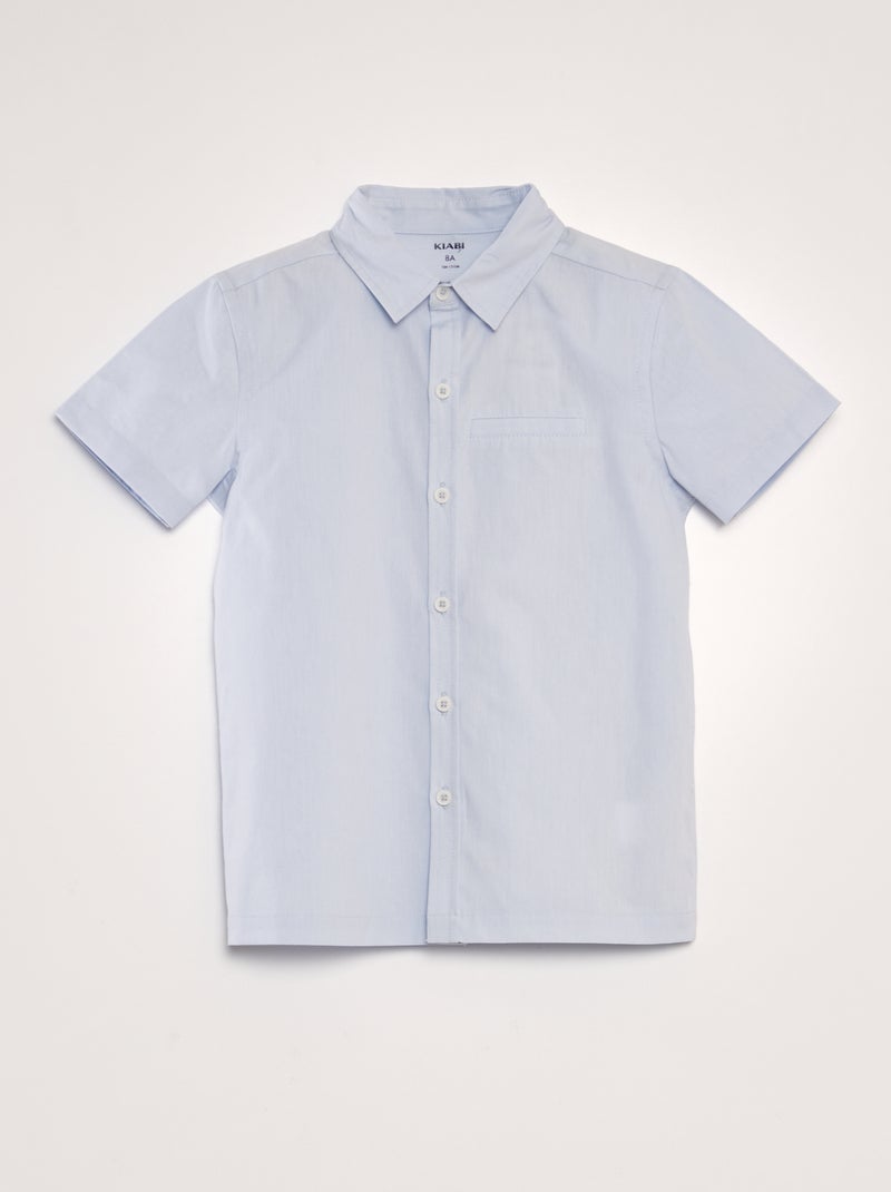 Chemise manches courtes unie BLEU - Kiabi