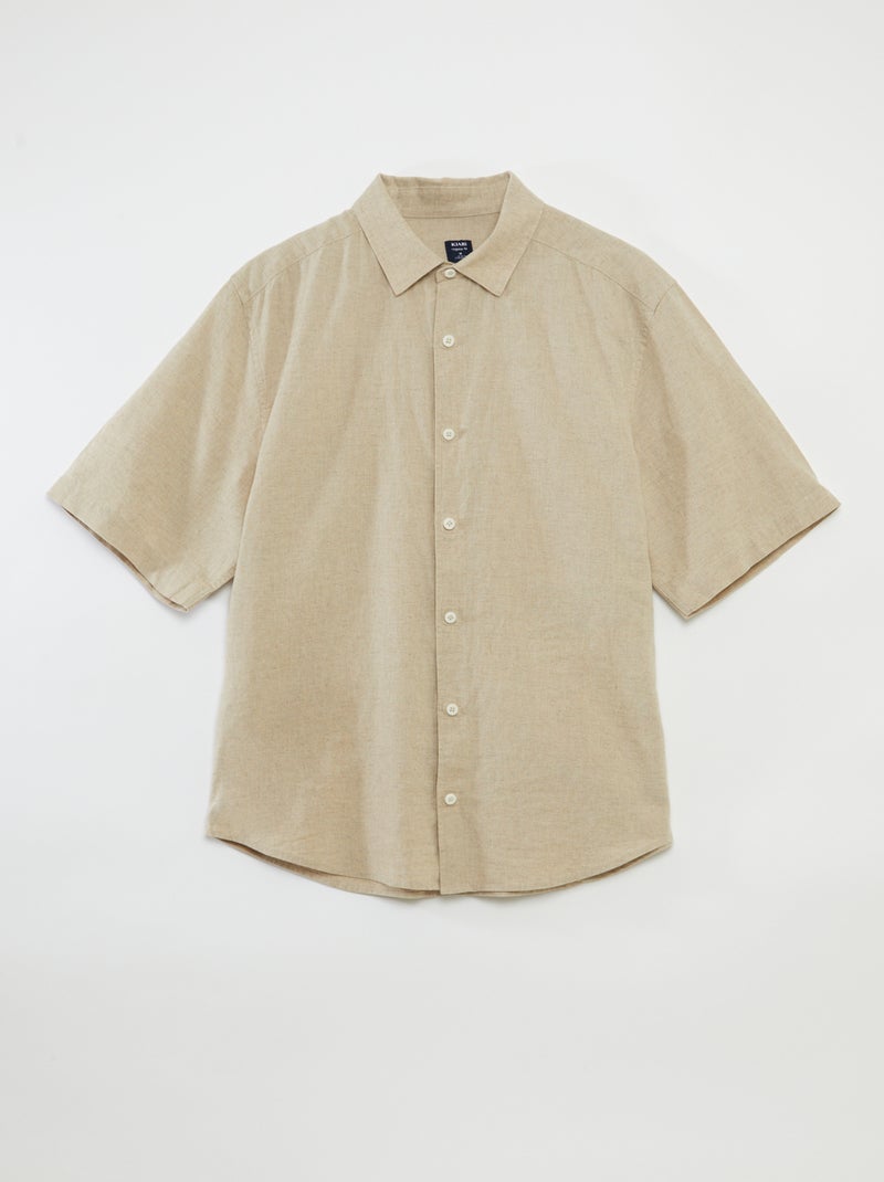 Chemise manches courtes unie en lin mélangé - collection facile à enfiler BLANC - Kiabi