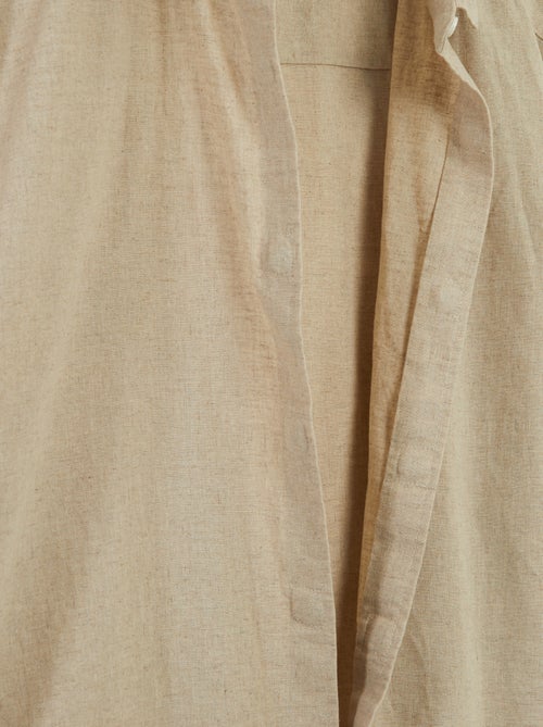 Chemise manches courtes unie en lin mélangé - collection facile à enfiler - Kiabi