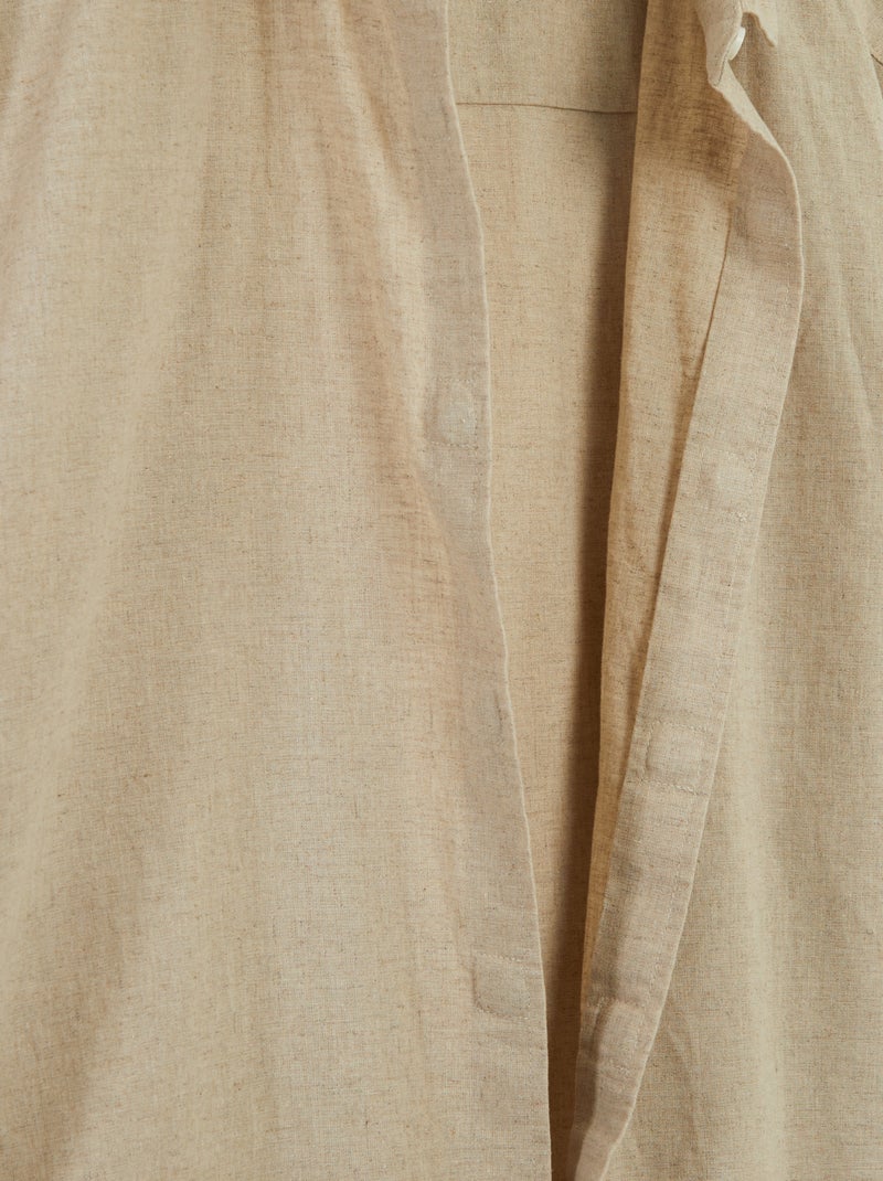 Chemise manches courtes unie en lin mélangé - collection facile à enfiler BLANC - Kiabi