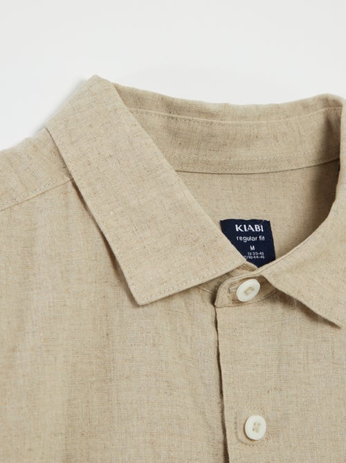 Chemise manches courtes unie en lin mélangé - collection facile à enfiler - Kiabi