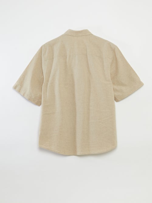 Chemise manches courtes unie en lin mélangé - collection facile à enfiler - Kiabi