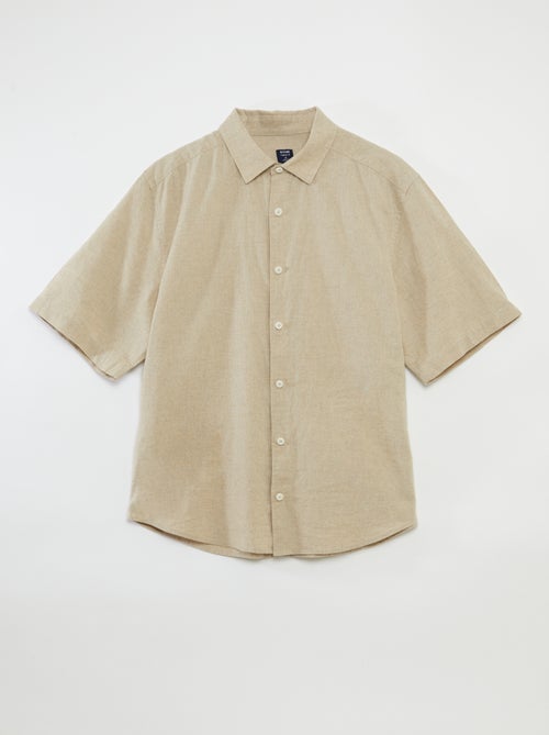 Chemise manches courtes unie en lin mélangé - So Easy - Kiabi