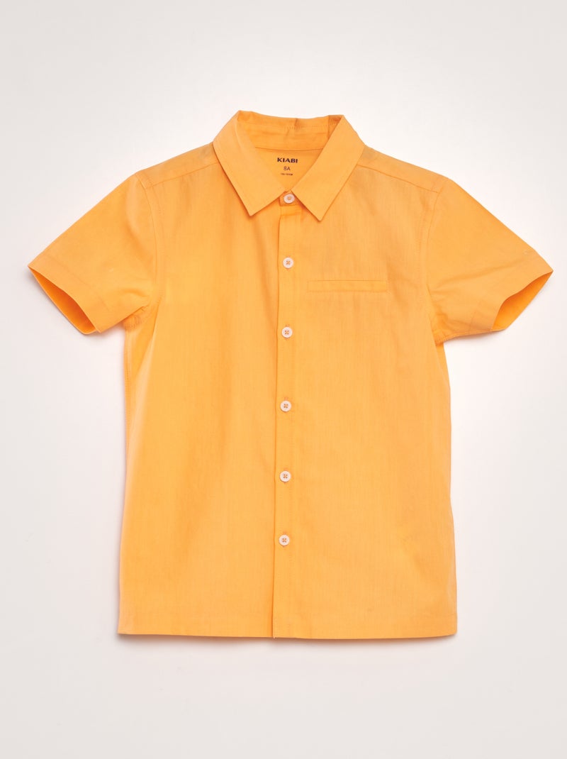 Chemise manches courtes unie Orange - Kiabi
