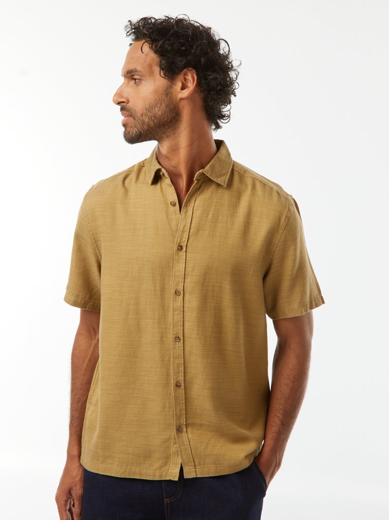 Chemise manches courtes unies Vert - Kiabi