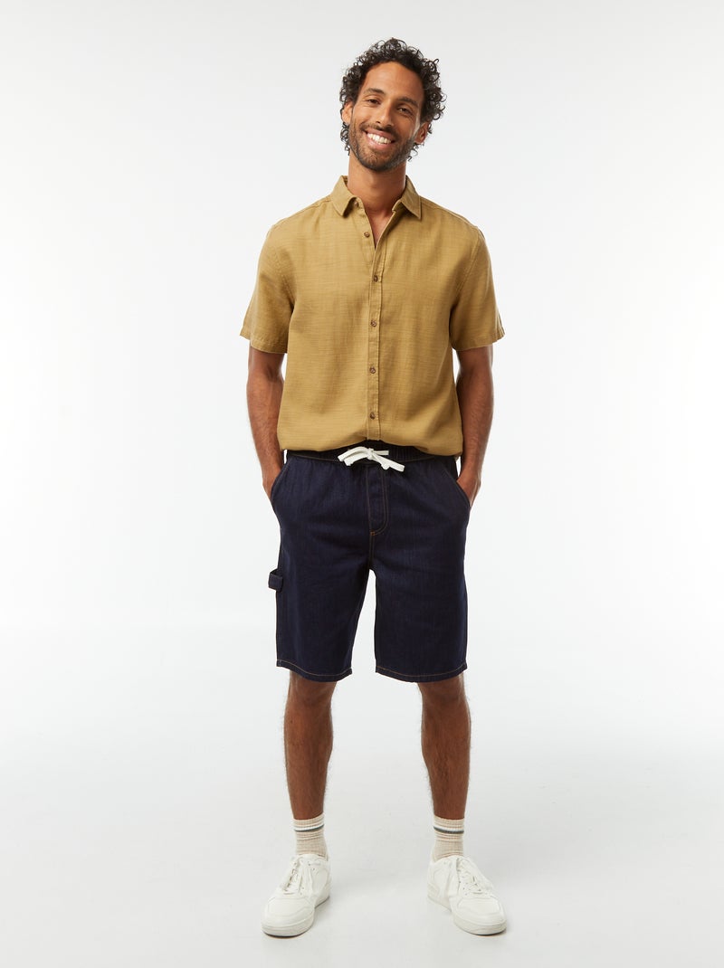Chemise manches courtes unies Vert - Kiabi