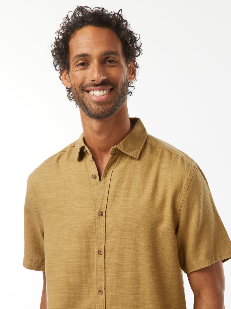 Chemise manches courtes unies Vert - Kiabi