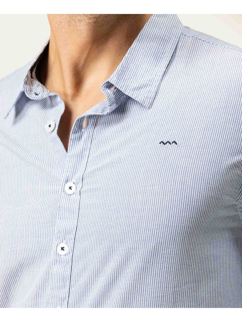 Chemise manches longues - Terre de Marins Blanc Bleu - Kiabi