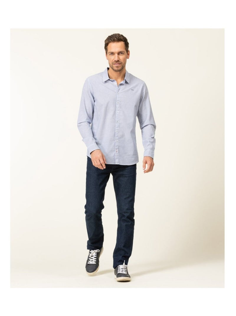 Chemise manches longues - Terre de Marins Blanc Bleu - Kiabi