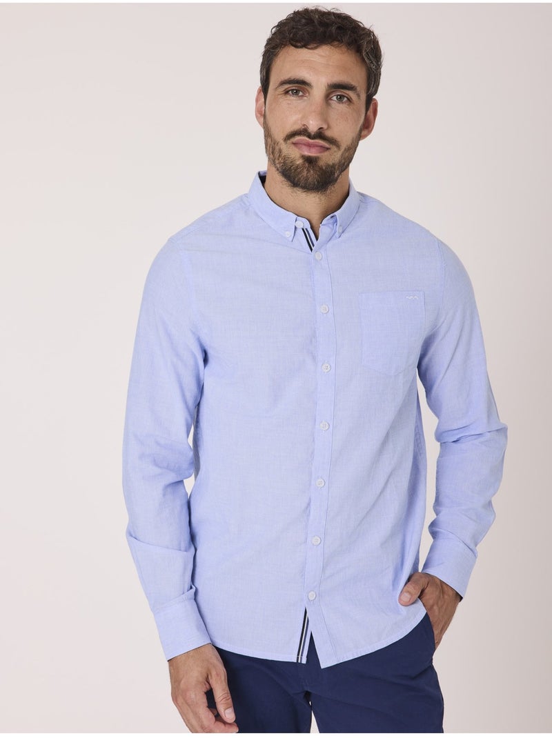 Chemise manches longues 100% coton - Terre de Marins Bleu - Kiabi