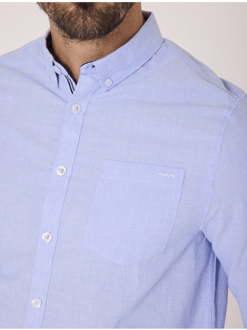 Chemise manches longues 100% coton - Terre de Marins Bleu - Kiabi