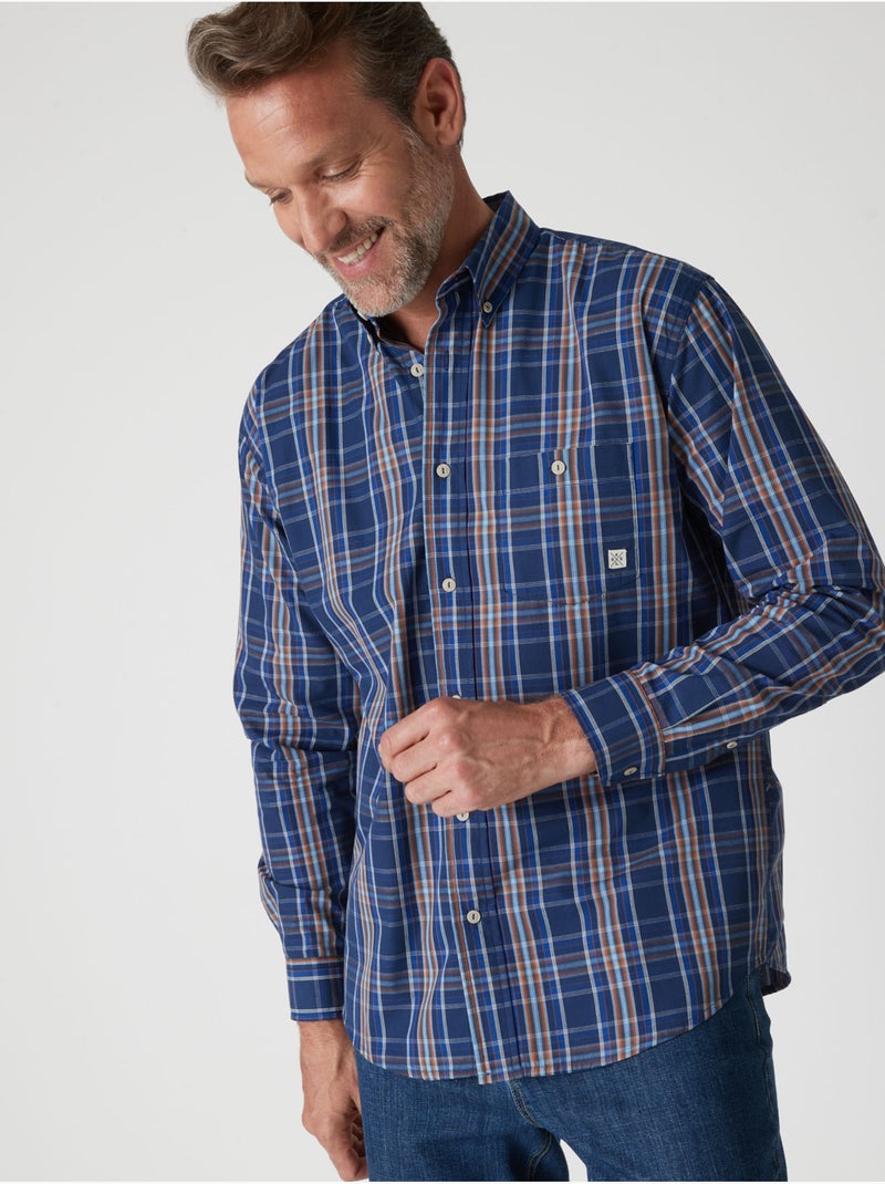 Chemise manches longues à carreaux - DAXON Bleu Multicolore - Kiabi