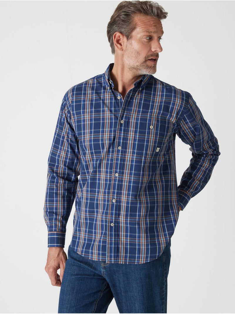 Chemise manches longues à carreaux - DAXON Bleu Multicolore - Kiabi