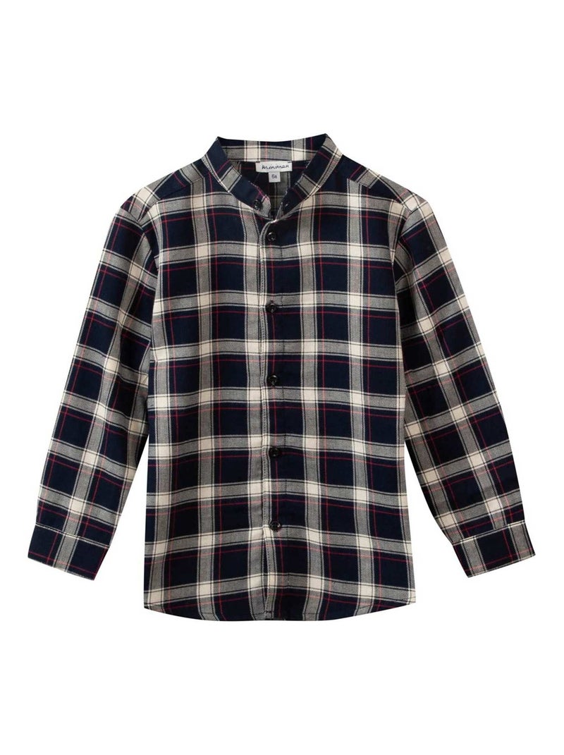 Comment porter une chemise à manches longues à carreaux bleu marine et