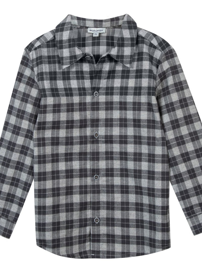 Chemise Manches Longues À Carreaux 'miniman' Gris clair - Kiabi