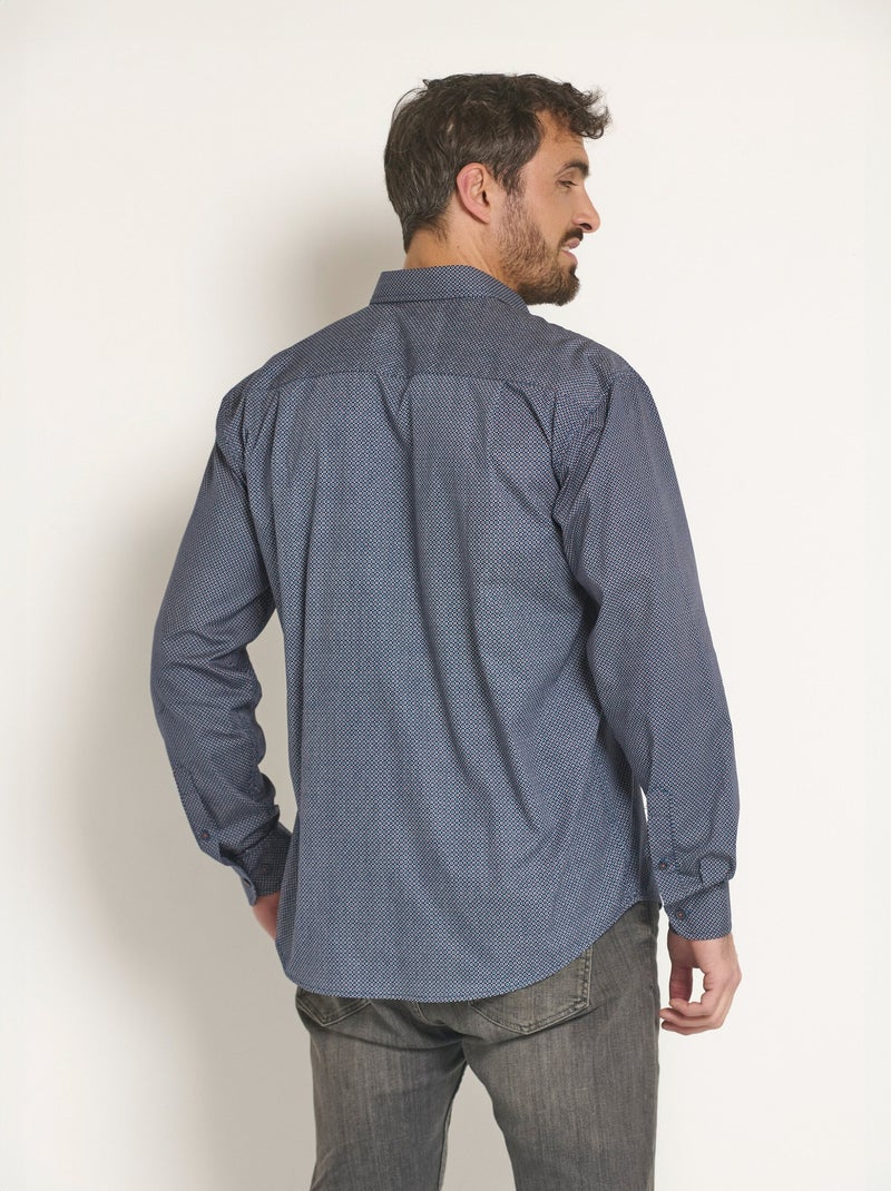 Chemise manches longues à micro motif - Afibel Bleu marine - Kiabi